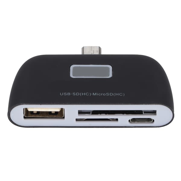 Mini Multifunksjonell 4 i 1 Smartleser OTG-kortleser med Micro USB-ladeport