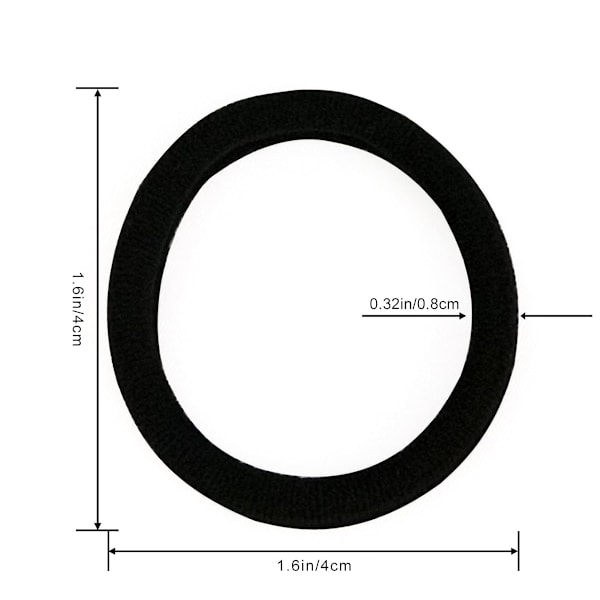 60 stk. Bomulds Hårbånd, Bløde Elastiske, Tykt/Krøllet Hår, 2\" Diameter, Sort