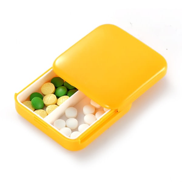 Pillerask, gul, grön, blå, orange 4 stycken Bärbar pillerlåda