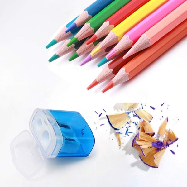 4 st pennvässare, manuell pennvässare med cover med dubbla hål pennvässare Manual för barn elever Skola hemmakontorsmaterial, flerfärgad