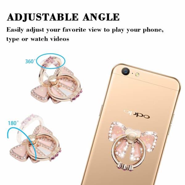 CDQ Ringholder til mobiltelefon, 360 graders rotation (roséguld)