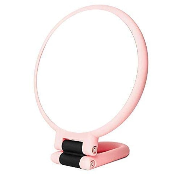 1X 15X forstorande behändig spegel, dobbeltsidig hopfällbar behändig spegel for kvinner med justerbart håndtag, resande bordsställ (rosa) Pink