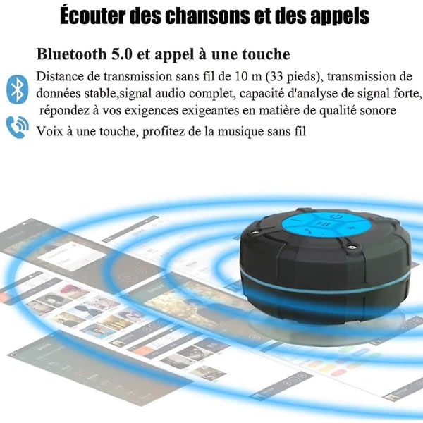Bærbar Bluetooth højtalare, ipx7 vandtæt, bluetooth 5.0 Hd stereohøjtalere med sugkopper og karbinhake