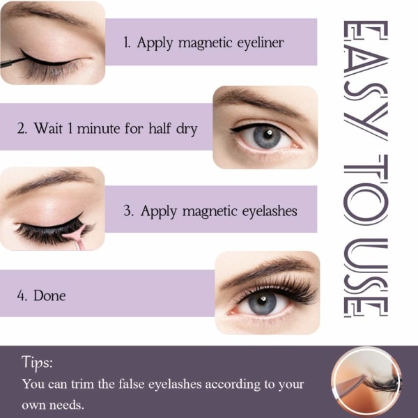 Magnetiska ögonfransar med eyeliner-set - Återanvändbara lösögonfransar