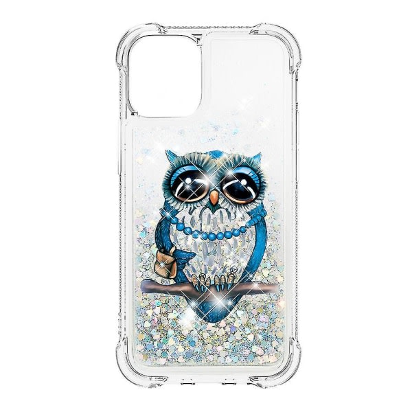 Kompatibelt Iphone 12 Case Bumper Cover Glitter Flytande Transparent Glittrande Glänsande Bling Kristallklart flytande Quicksand Cover - Owl null ingen