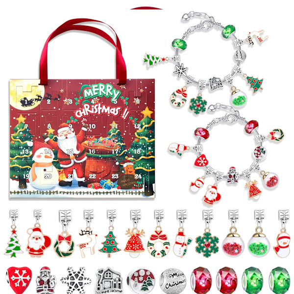2023 Julekalender - 24 dager, DIY smykkekit med charms og perler Style 1