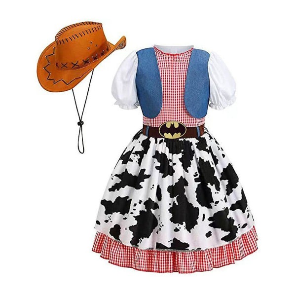 Toy Story Barn Flickor Cowgirl Cosplay Kostym Western Cowboy Hat Klänning Set Juhlashow Fancy Mekko Nykyisin 7-8 vuotta