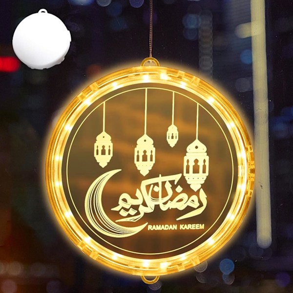 Eid Ramadan Dekorativt Lys (16cm) - Fairy String Lys med Sugekop til Boligindretning Sesame oil lamp