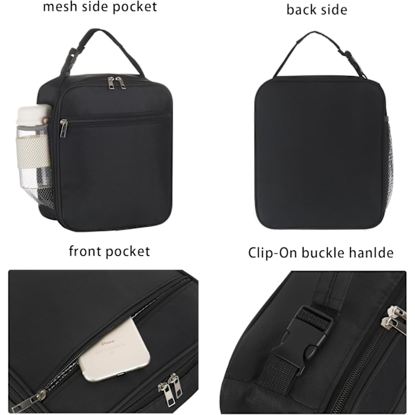 Madkasse til Kvinder Frokosttasker til Kvinder Madkasse Frokosttaske Isoleret Frokosttaske Madkasse Madkasser (Sort) Black