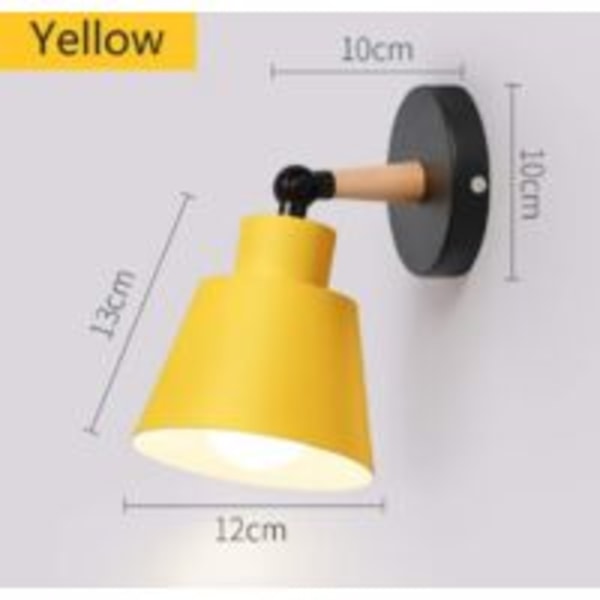Set med 2 moderna industriella vägglampor i metall E27 Edison Loft-lampa för kafé, bar, hall, matsal, vardagsrum, sovrum (gul)