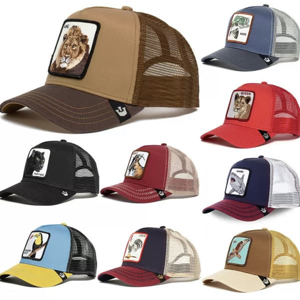 Fiskernettcaps med brodert dyredesign - Gullfisk