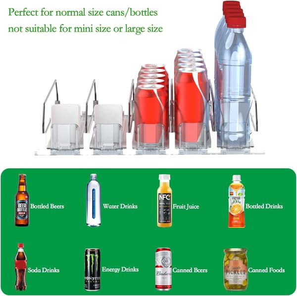 Justerbar dåseorganisator til køleskab - 38 cm dybde - Til 12oz, 16oz & 20oz dåser - Hvid