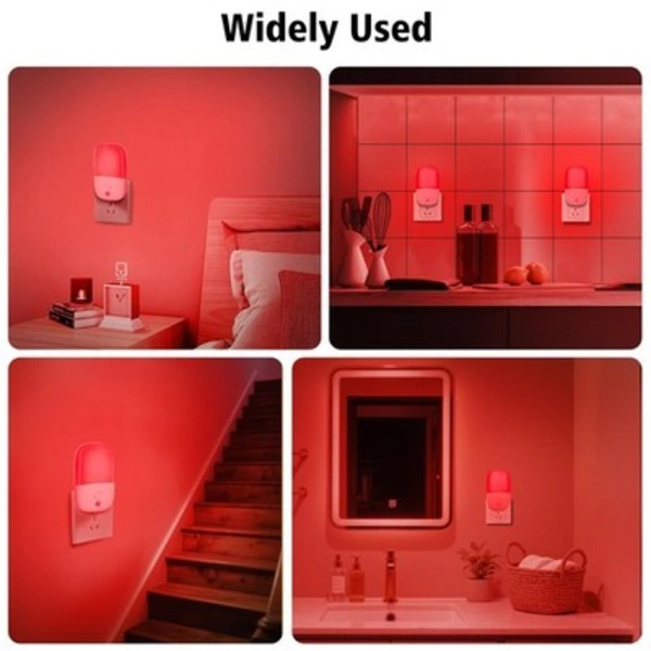 670nm Red Light Night Light Plug in, 2-pack Dimmable Night Light with Dusk