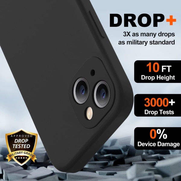 Kompatibel med iPhone 13-fodral, Premium silikonuppgraderat [Kameraskydd] [2 skärmskydd] [Mjukt anti-scratch mikrofiberfoder] Telefonfodral