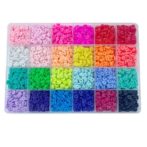 4800st Flat Clay Beads Set Runde Polymer Clay Beads for DIY Smykker Som bildet viser