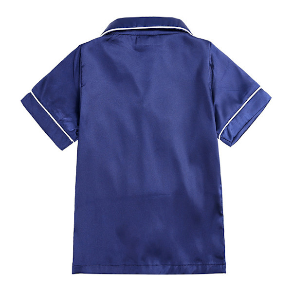 Satin Pyjamas Set i Siden, Kortärmad, Barnkläder för Sovkläder blå blue 150