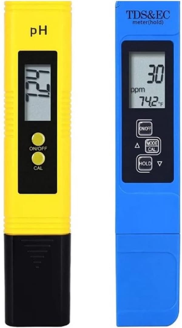 Sæt med 1x pH-meter og 1x EC-meter - Præcist digitalt pH- og EC-meter til swimmingpool, dam og akvarium