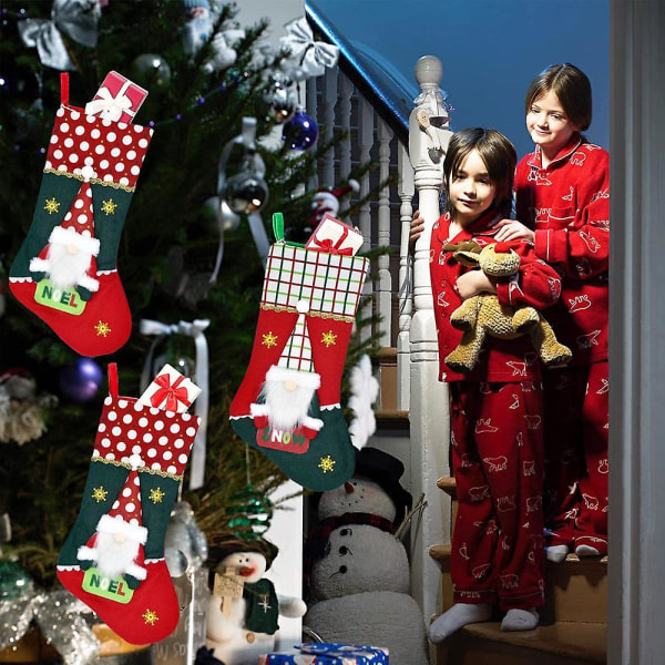 Jule-Strømper, Julemandens Strømpe Pynt til Familiens Julefest Dekorationer zdq
