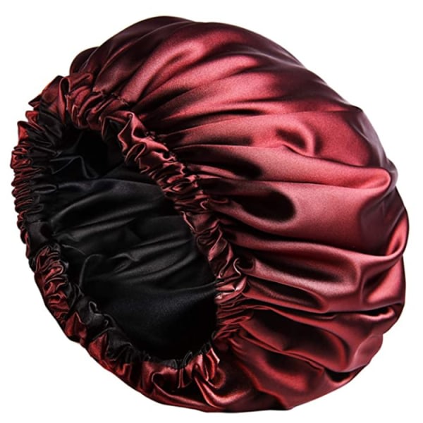 Sleep Bonnet Satin Bonnet (Large, Wine Red) - Dubbellager,