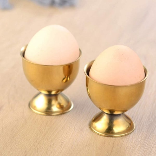 Egg Cups i rustfritt stål, 4-pack, för restaurang, hem, kök, födelsedag, bröllop, jul, nyår, fest, bordsdekoration (guld)