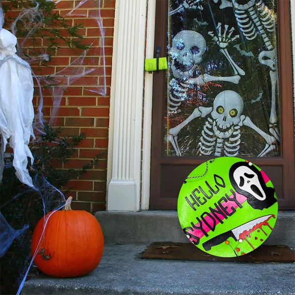 CDQ 3D Skräck Välkommen tegn Halloween krans dekorasjon A8