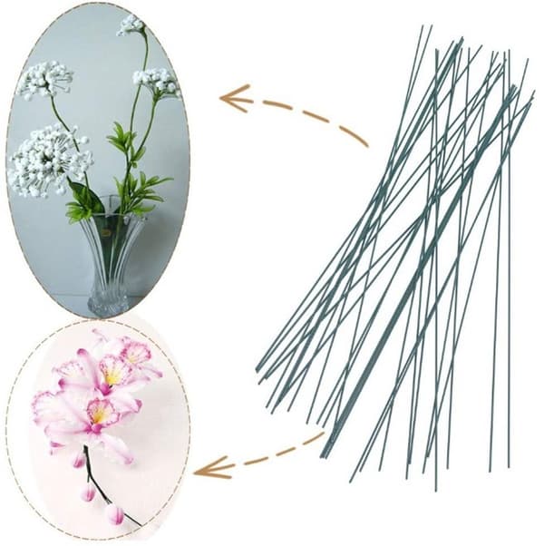 50 stk grønne blomstertrådstilker 12 tommer, 2 mm solid jerntråd for blomsterdekorasjon, DIY-buketter, kranser og håndverk