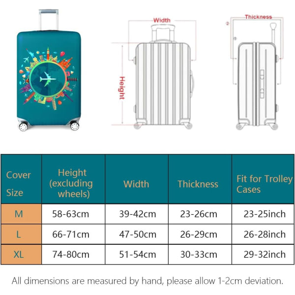Elastisk kuffertbetræk til 22-28 tommer kufferter (gratis bagageetiket) (L, grøn) CDQ
