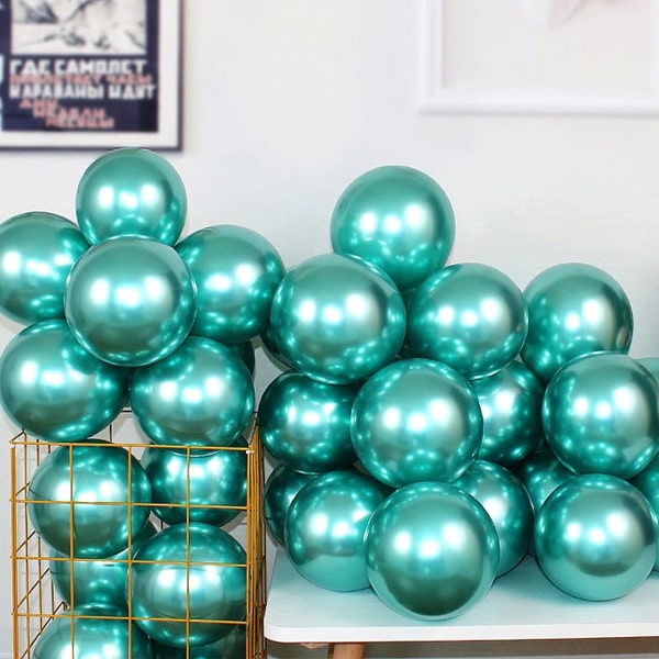 12 tommer 100 stk Latex metalliske krom balloner Helium skinnende fortykkede balloner Festdekoration (grøn)