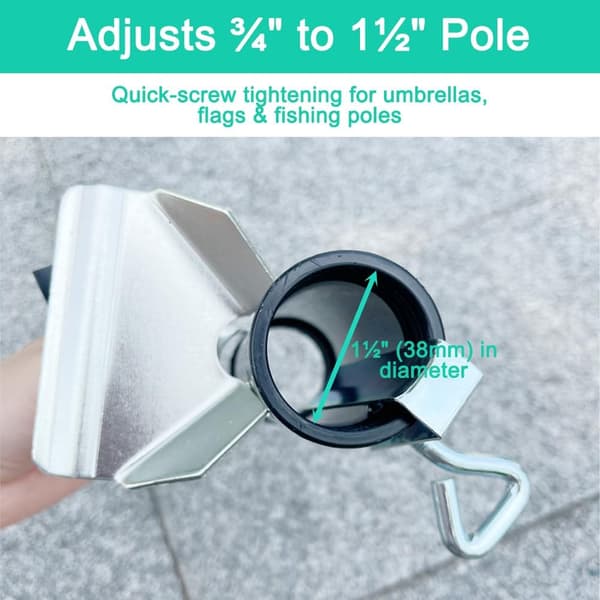 Parasollklämma för räcke - stål - för stolpe 19-38 mm