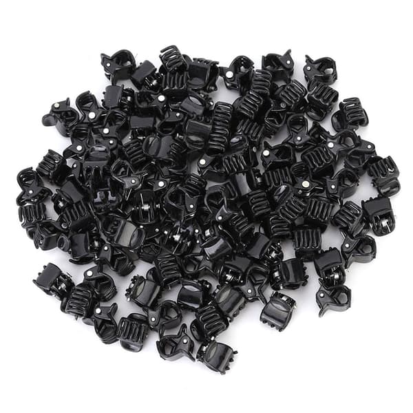 100 stk. sorte mini plastikklemmer, små klemmer til hår og tøj