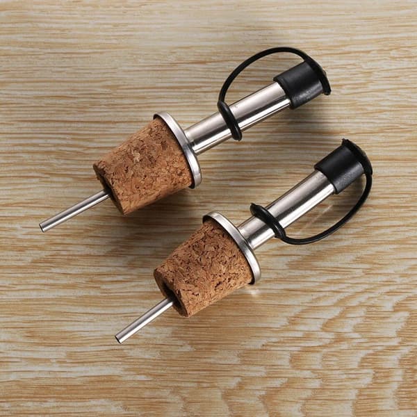 Vinstoppare - Hällpip - Kork - Inkluderar lock - Flaskpropp - set om 2 delar