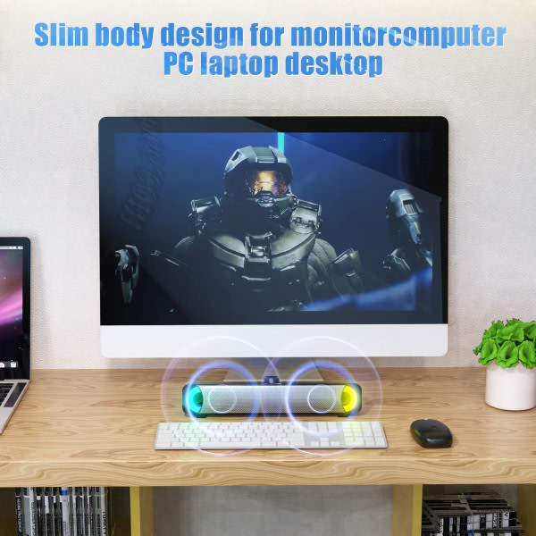CDQ USB-datorhögtalare, Desktop Soundbar, PC-högtalare Plug and Play