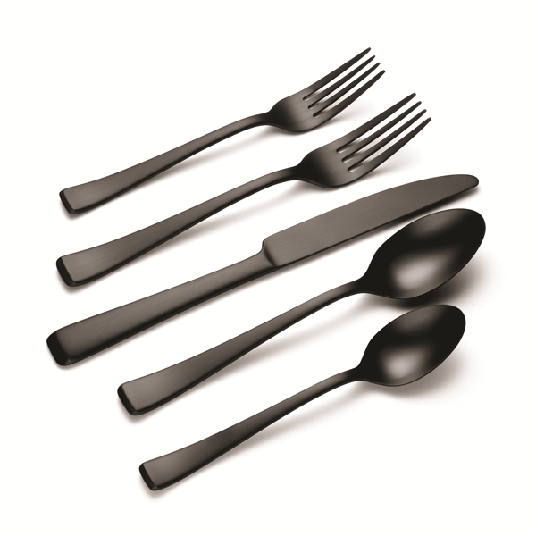(2-pack) 20-delars Bestickset i Svart Satin Rostfritt Stål (Servering för 4)