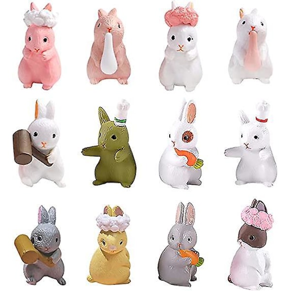 Pienoiskani Koriste*12, Mini Kani Figuriini, Mini Kani Koriste, Kani Lelu Pääsiäiskoristeluun, Kani Figuurit, Pienoiskani Puutarha
