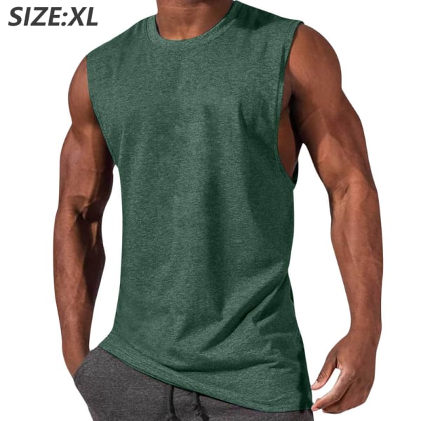 Ärmlösa linne herr T-paita med rund hals Sportskjortor - grön XL CDQ