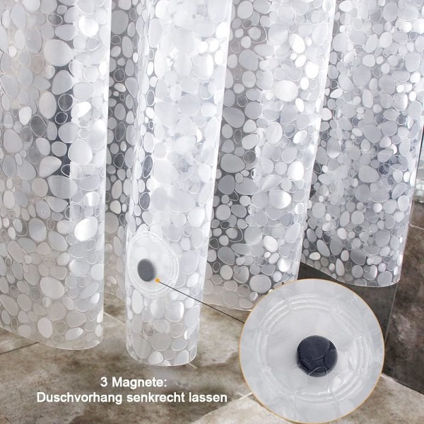 Antimögel duschdraperi 120 x 180 cm Vattentät EVA med 8 ringar