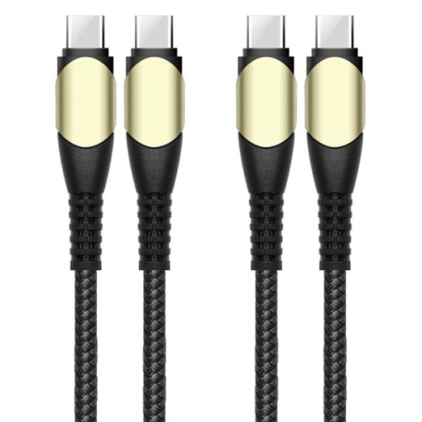 CQBB 2-pack 60W hurtig USB-C til USB-C-kabel for Samsung Galaxy A33 A34 A32 A54 A53 A52 4G-5G A52s - Heavy Duty Nylon 1M Svart