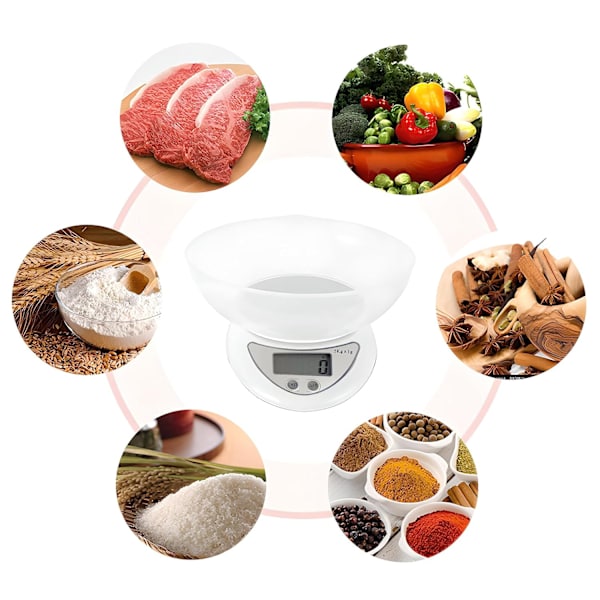 High-Precision Electronic Kitchen Scale, 5 kg Load Capacity, 800 ml Bowl Capacity, 5 Units and Tare Function