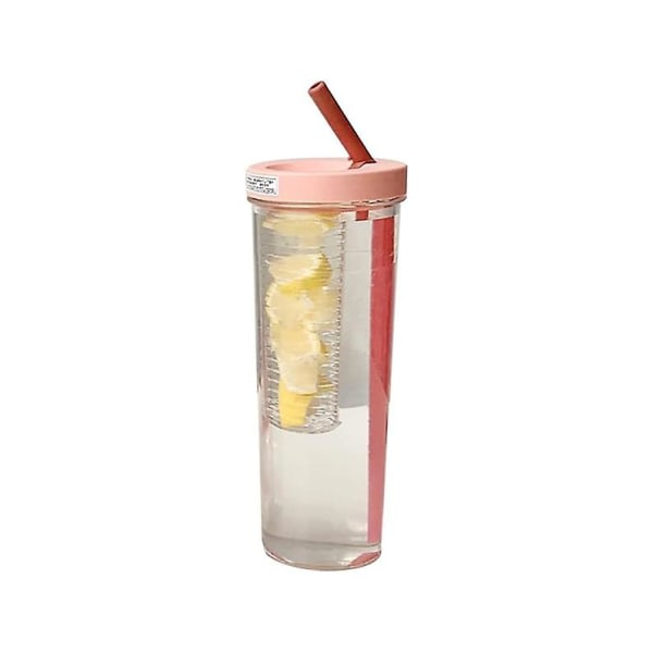 Drickskopp med sugrör og lock, resekopp for limonad, smoothie & juice, återanvändbar 700 ml plastgul pink
