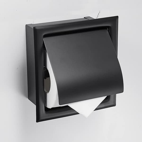 Indbygget toiletpapirholder i rustfrit stål - Sølv - Til badeværelset - Diskret og praktisk design - Nem montering