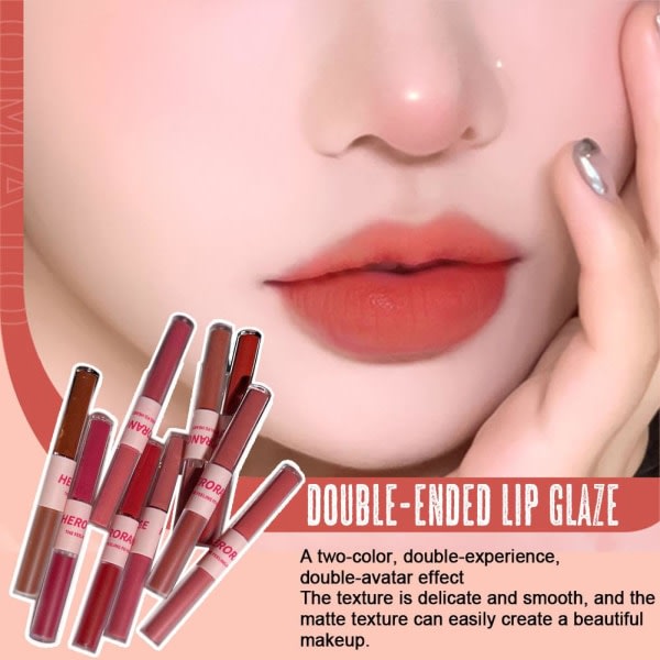 Double Head Lip Glaze med Matte Finish Velvet och White Lip Glo 02 2g+2g