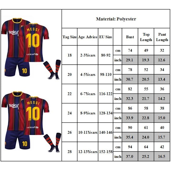 Barcelona Hjemmedrakt Barn Gutter Messi #10 Fotballdrakt Sett Shorts Med Sokker 2020-2021 #26