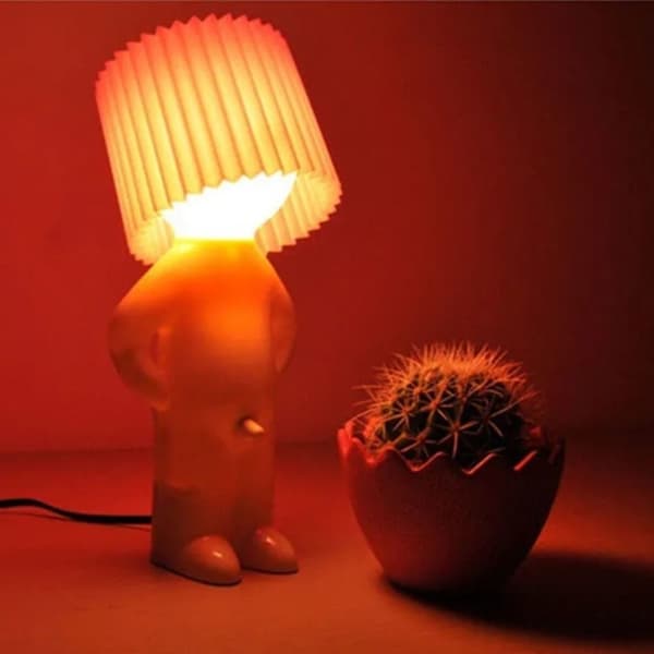 Kreativt Lite Nattlys LED Smilende Gutt Lampe BLÅ EU-PLUGG EU Blå Blue Blue EU Plug-EU Plug