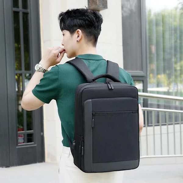New Single Shoulder Bag, Double Shoulder Bag for Tablet, Inner Pocket, Computer Bag, USB Charging, Large Capacity Black 15 inch black 15 inch