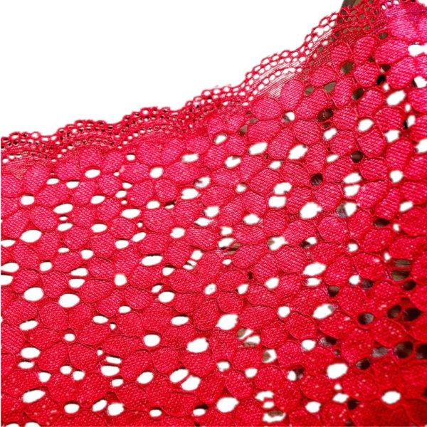 CDQ 10 Yards Spandex Floral Stretch Spetsband Sytillbehör för plagg (röd) Red