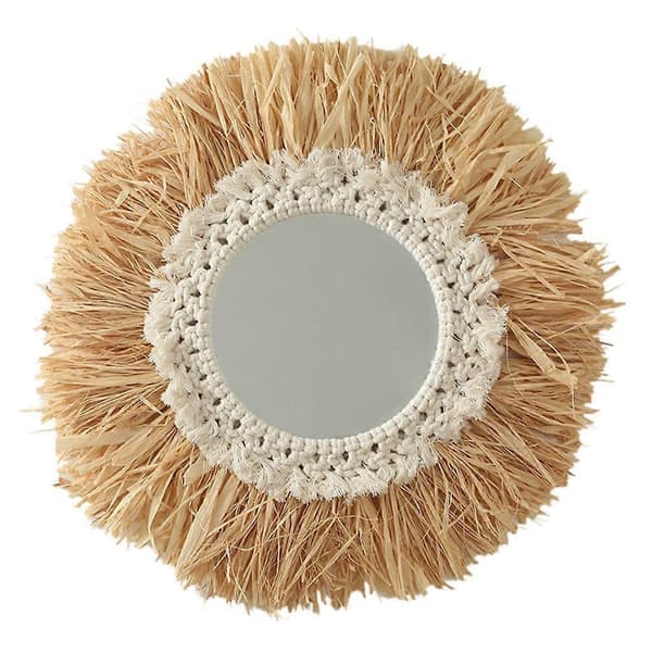 Vävd Bomullsrepspegel Vägg Boho Rotting Sminkspegel Dressing Hängande Speglar Vardagsrum Sovrum Badrum Dekoration_tfrf