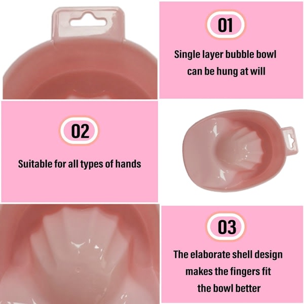 CDQ Manikyrskål blötläggningsplatta ett lager fyrkantig nagelborttagare Pink
