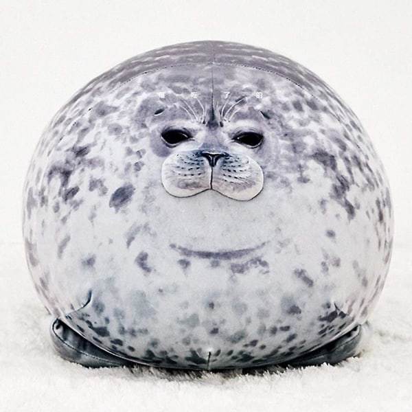 60 cm sälkudde, knubbig blob sälkudde Söt säl gosedjur Bomull Plyschleksakskudde kompatibel med bordsmjuk säl Kramkudde Bac Grau 30cm