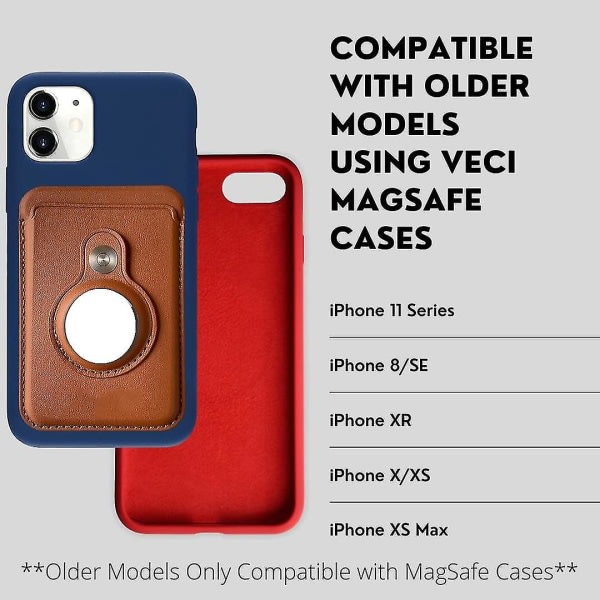 Magsafe Card Plånbok kompatibel Iphone 12/13-serien med AirTag ficka Magnetisk läderplånbok Korthållare Fz51-3 Red
