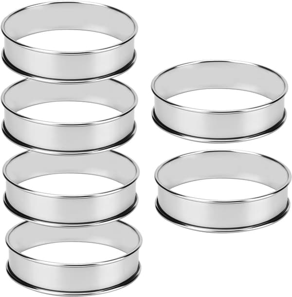 Dessertformer sett med 6 - Ø 10 cm - Rustfritt stål - Blank overflate - For baking, servering